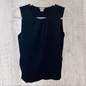 Ann Taylor - Black pleated neckline shell